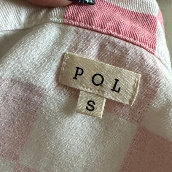 NWOT Pol barbie pink & white checkered boho y2k Shacket Sz S - Picture 6 of 8